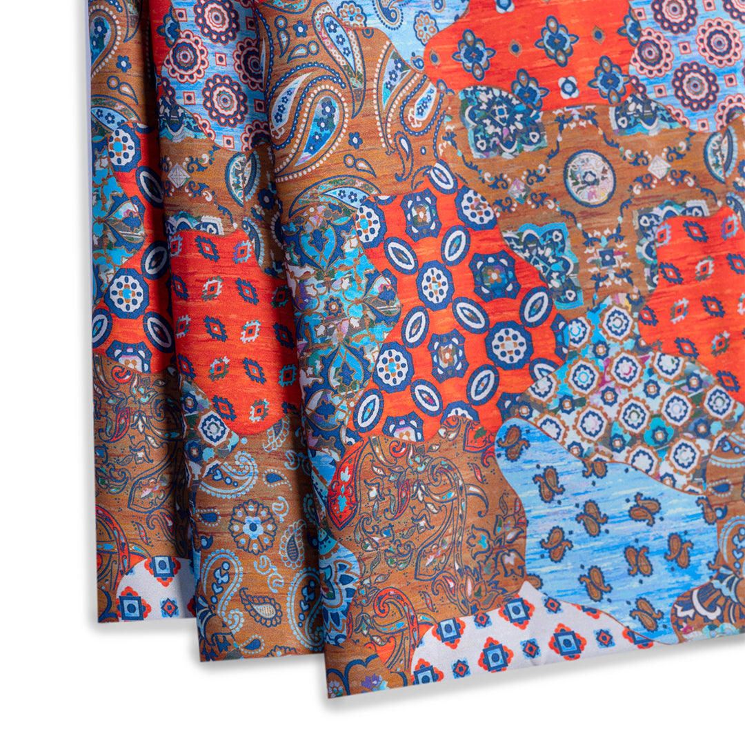 Fractal Flow Digital Printed Cupro Silk