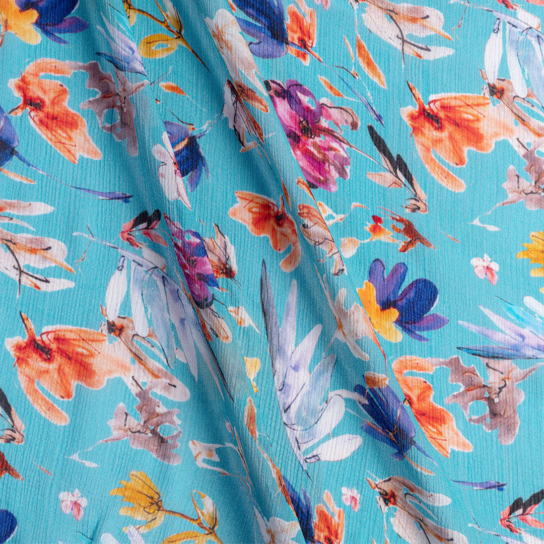 Watercolor Blooms Chinnon Digital Printed Fabric