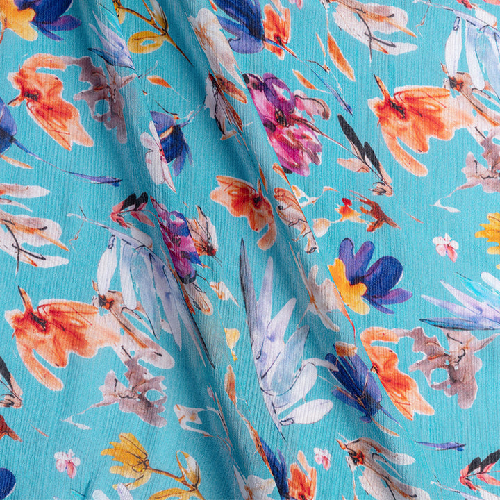 Watercolor Blooms Chinnon Digital Printed Fabric