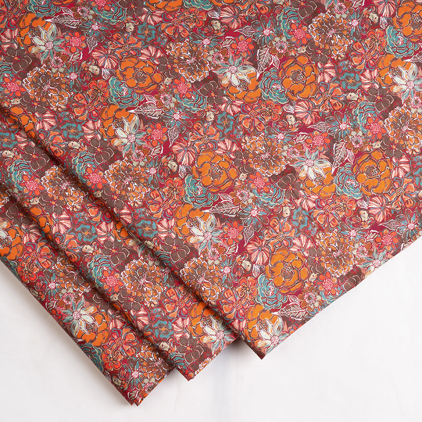 Clustered Wild Floral Digirtal Printed Pure Cotton Cambric