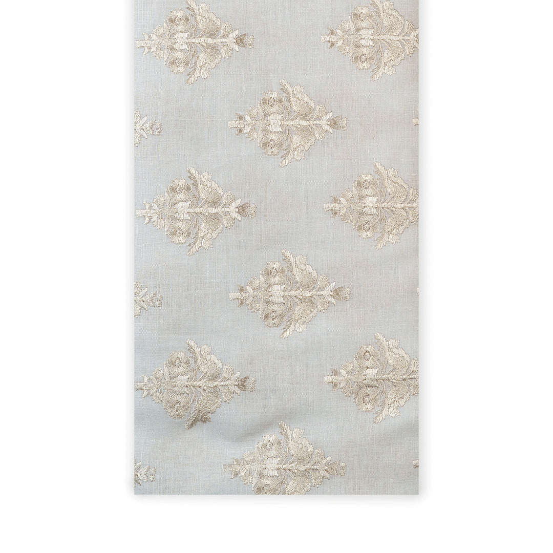 Elegant Gold Zari Embroidered Linen Fabric