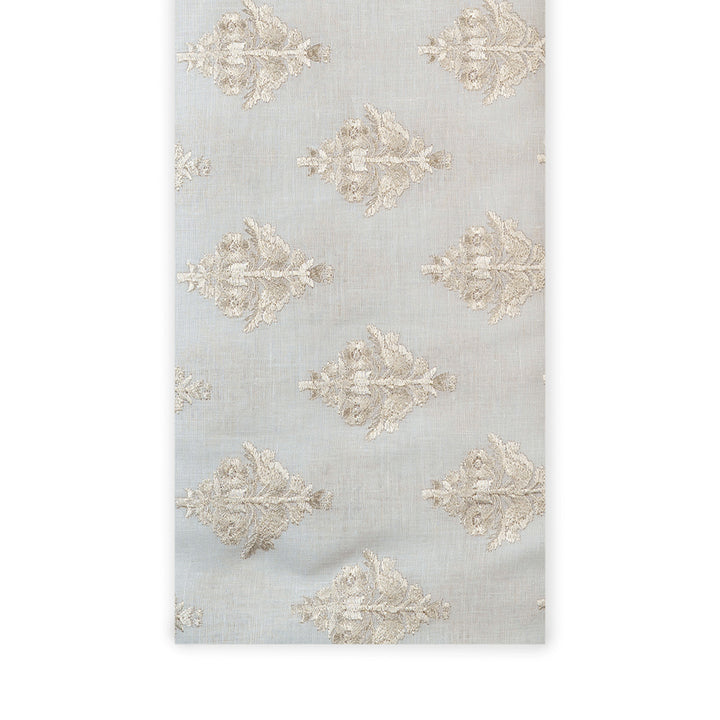 Elegant Gold Zari Embroidered Linen Fabric