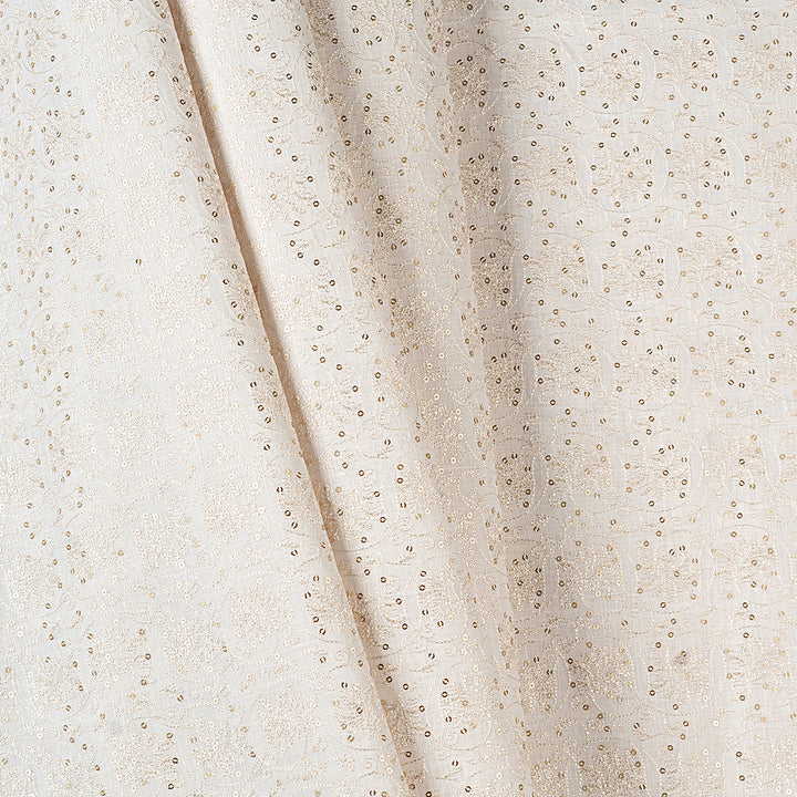 Sheer Gold Sequin Linen Embroidered Fabric