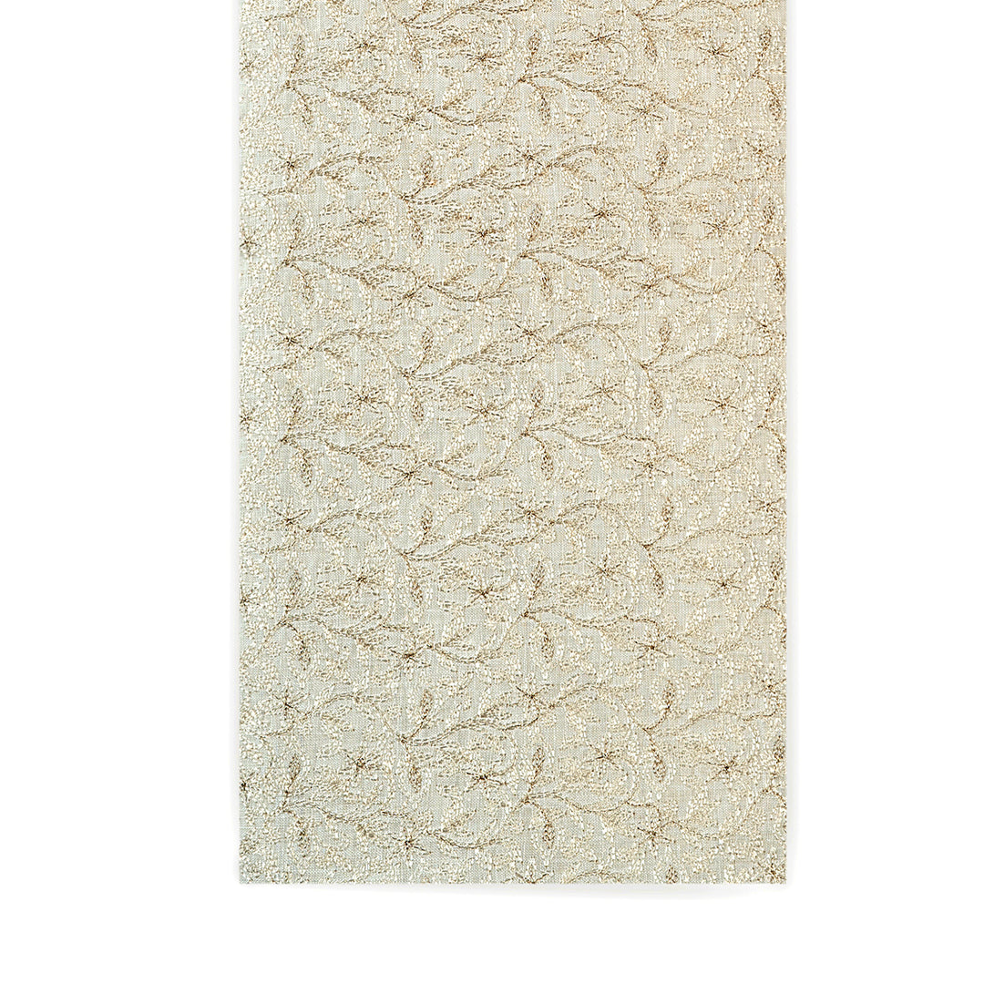 Intricate Zari Floral Embroidered Linen Fabric