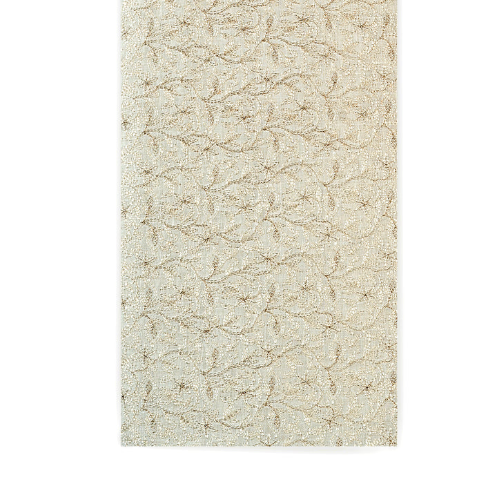 Intricate Zari Floral Embroidered Linen Fabric