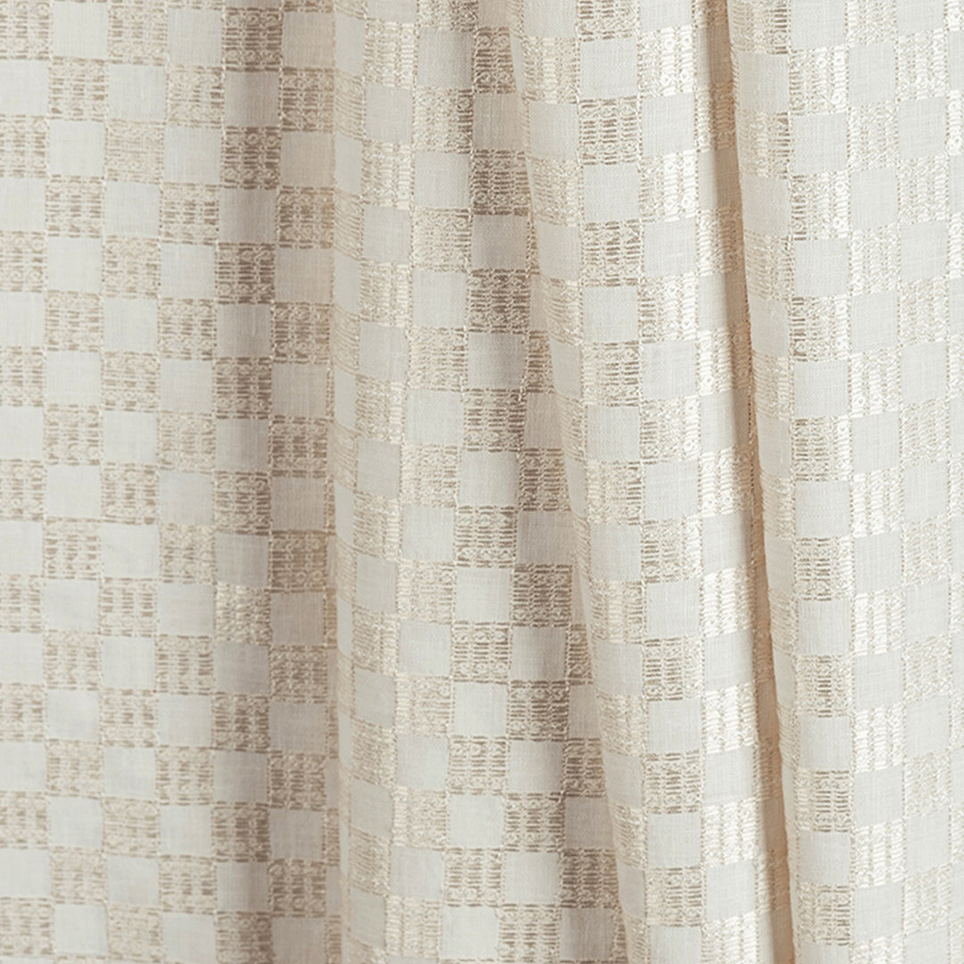Zari Square Checkered Embroidered Linen Fabric