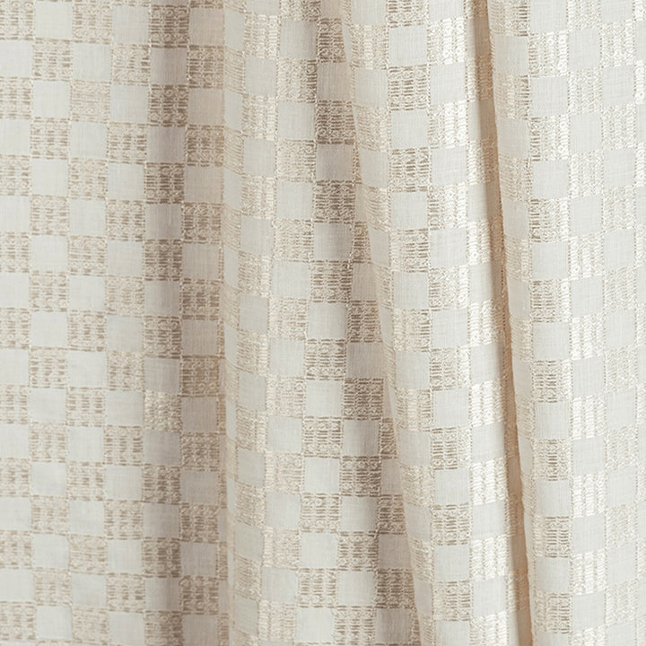 Zari Square Checkered Embroidered Linen Fabric