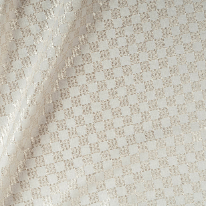 Zari Square Checkered Embroidered Linen Fabric