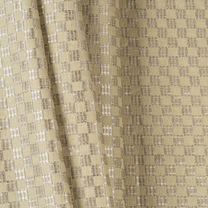 Zari Square Checkered Embroidered Linen Fabric