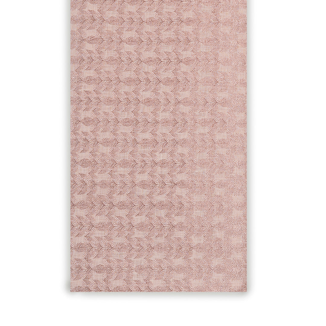 Floral Embroidered Pink Dyed Linen Fabric