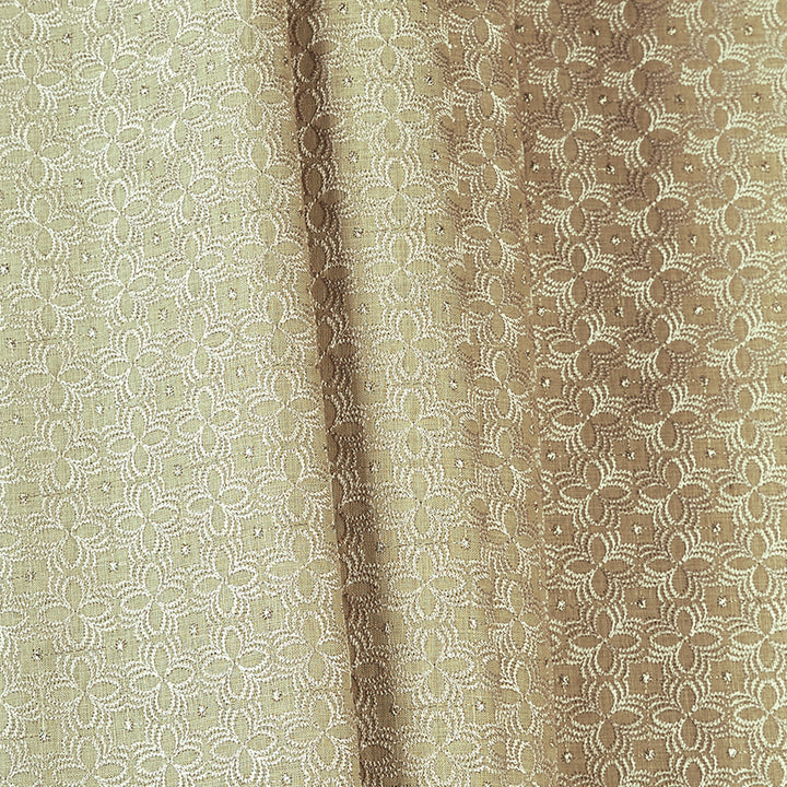 Sage Green Floral Embroidered Linen Fabric