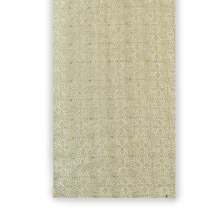Sage Green Floral Embroidered Linen Fabric