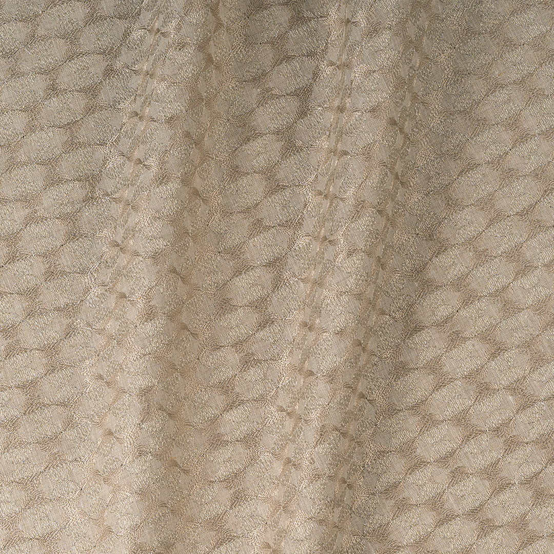 Trellis Elegance Embroidered Natural Linen Fabric