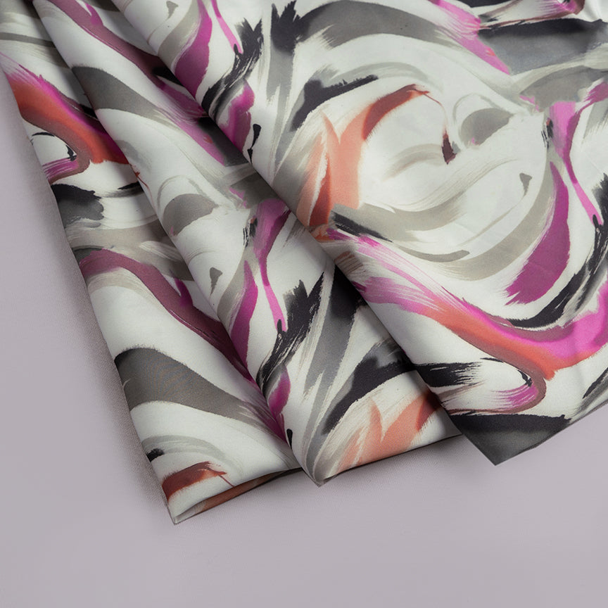 Contemporary Abstract Digital Printed Cupro Silk