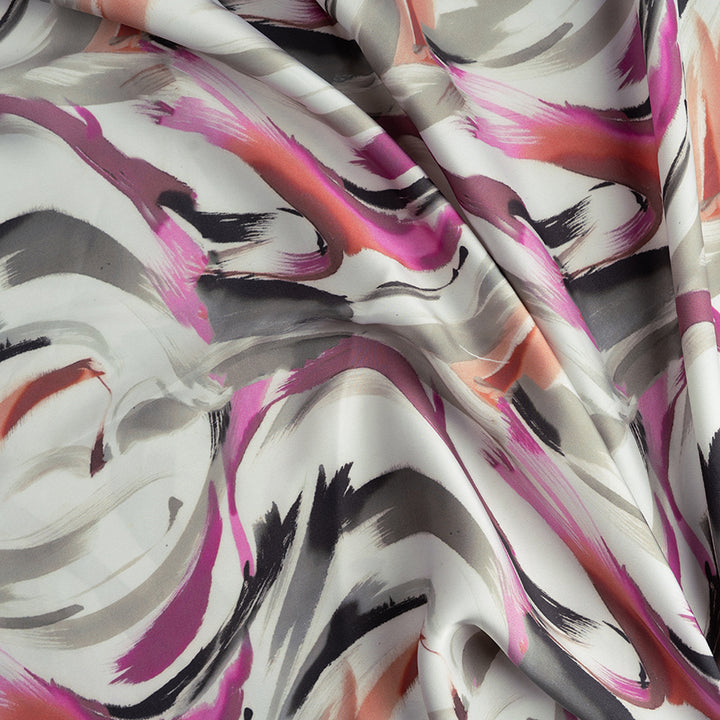 Contemporary Abstract Digital Printed Cupro Silk