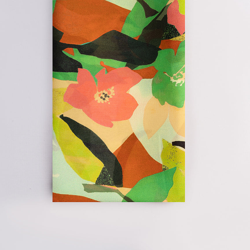 Neon Floral Digital Printed Fresh Wrinkled Chinnon