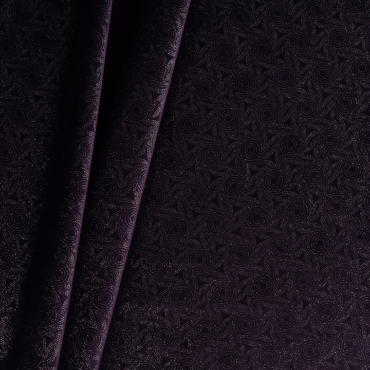 Deep Wine Velvet Fabric With Silver Foil