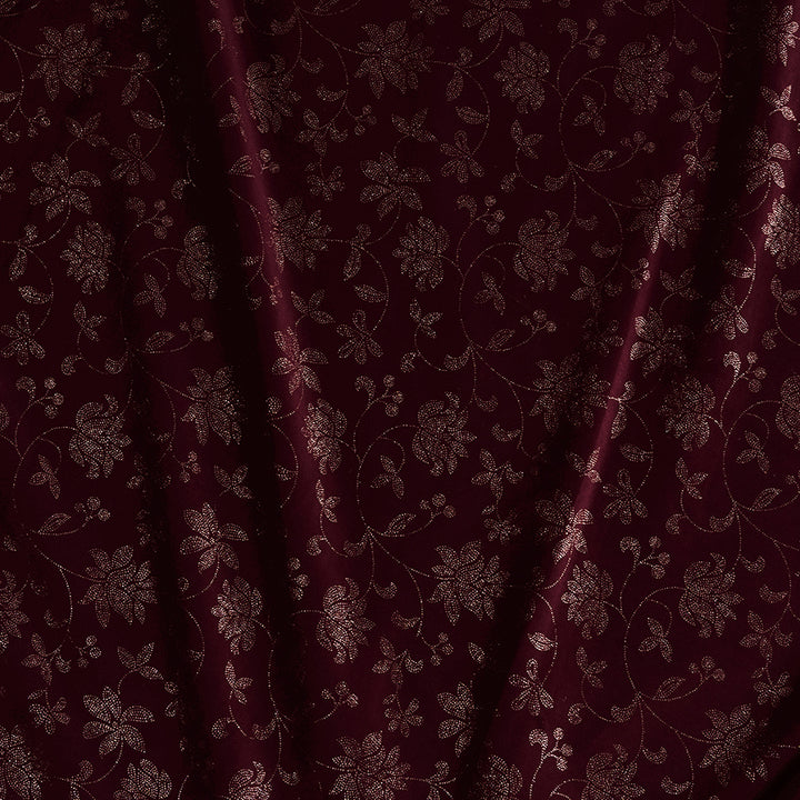 Brick Red Velvet Fabric With Gold Foil