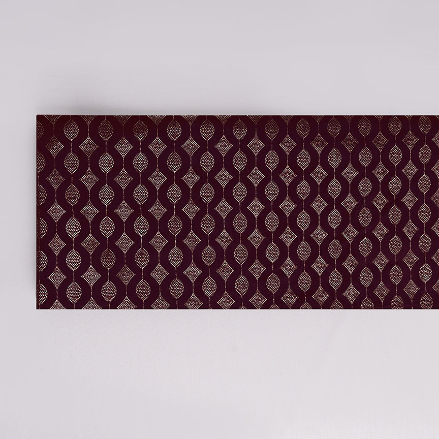 Maroon Velvet Fabric With Gold Foil