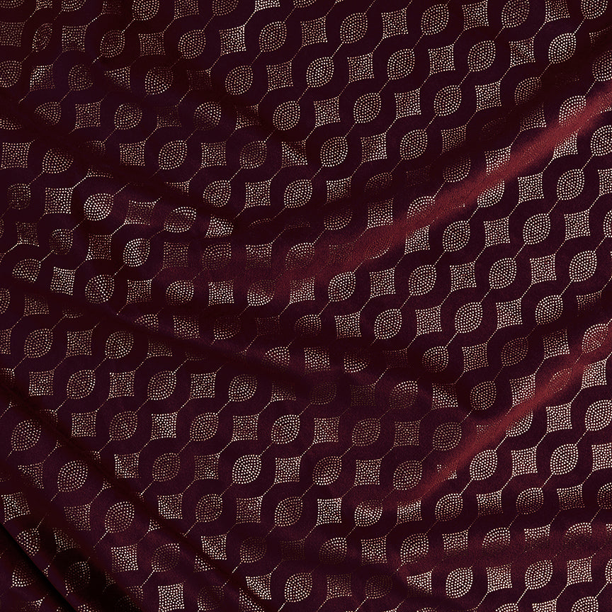 Maroon Velvet Fabric With Gold Foil – Fabnic