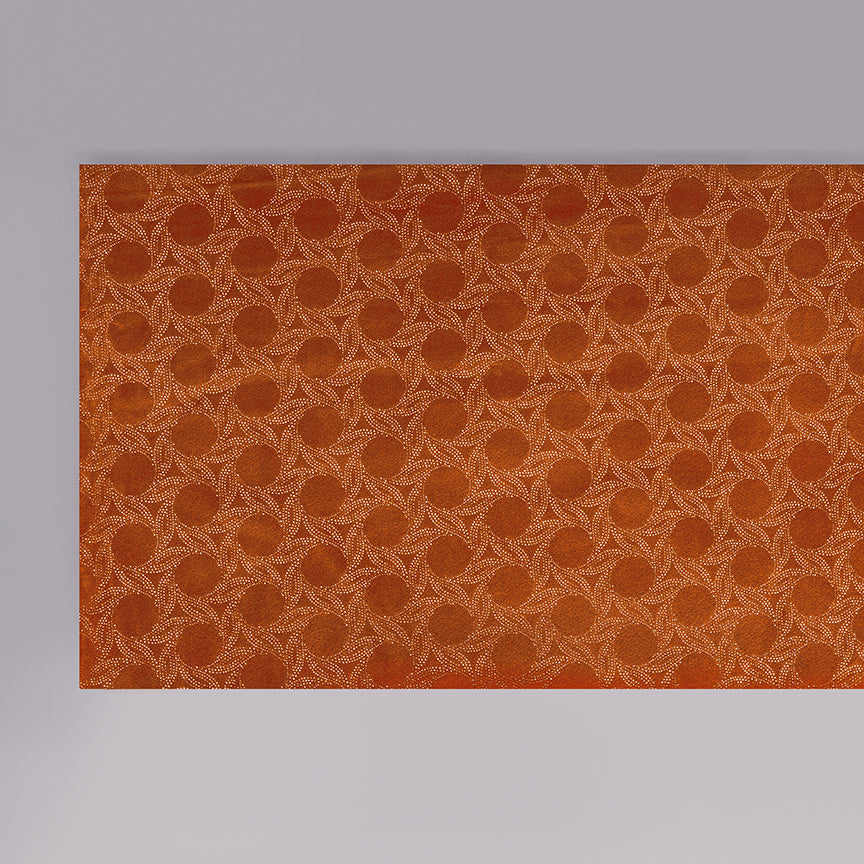 Saphire Orange Velvet Fabric With Gold Foil