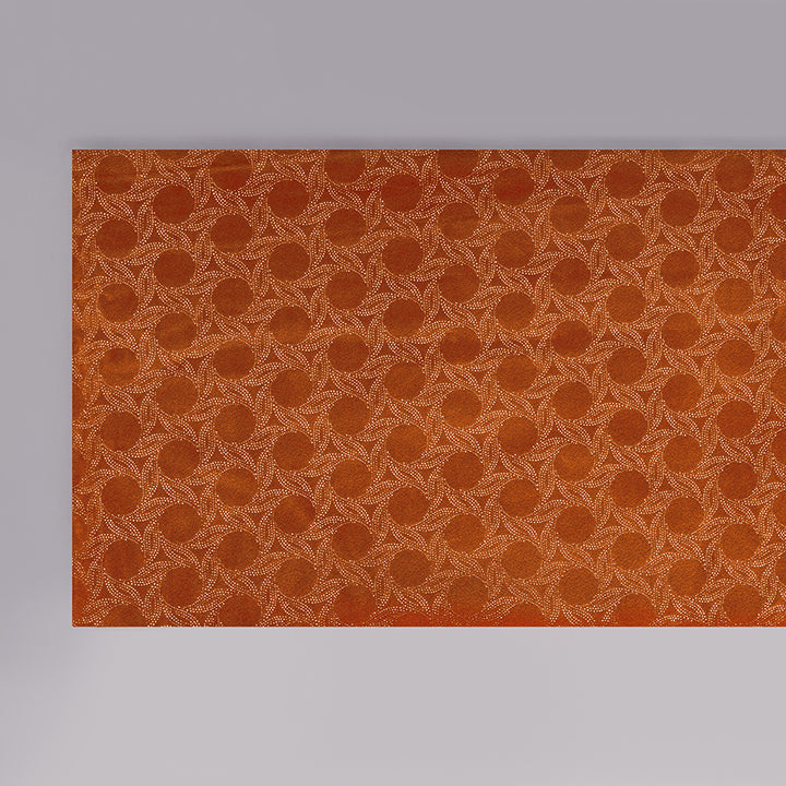 Saphire Orange Velvet Fabric With Gold Foil