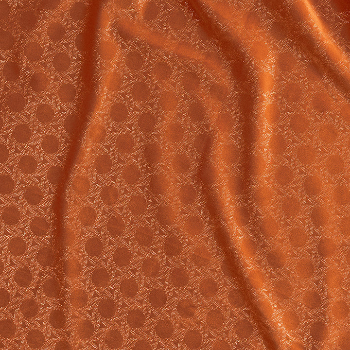 Saphire Orange Velvet Fabric With Gold Foil