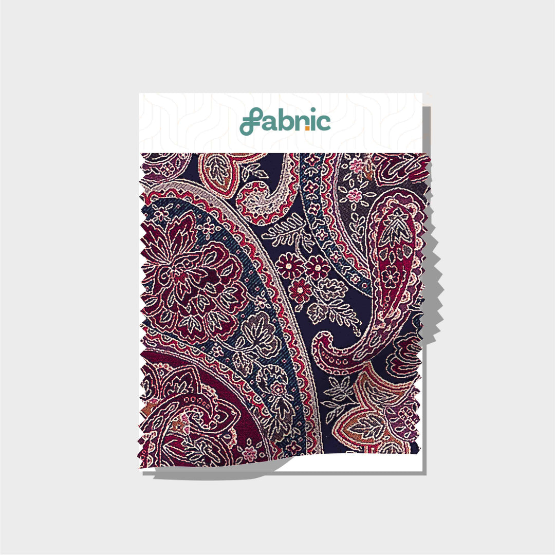 Traditional Paisley Digital Printed Cupro Silk