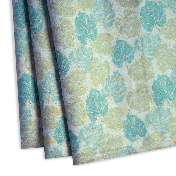 Green Leaf Abstract Digital Printed Linen
