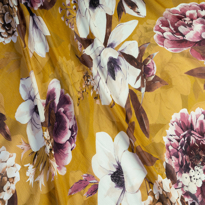 Gossamer Bloom Digital Printed Chinnon Fabric