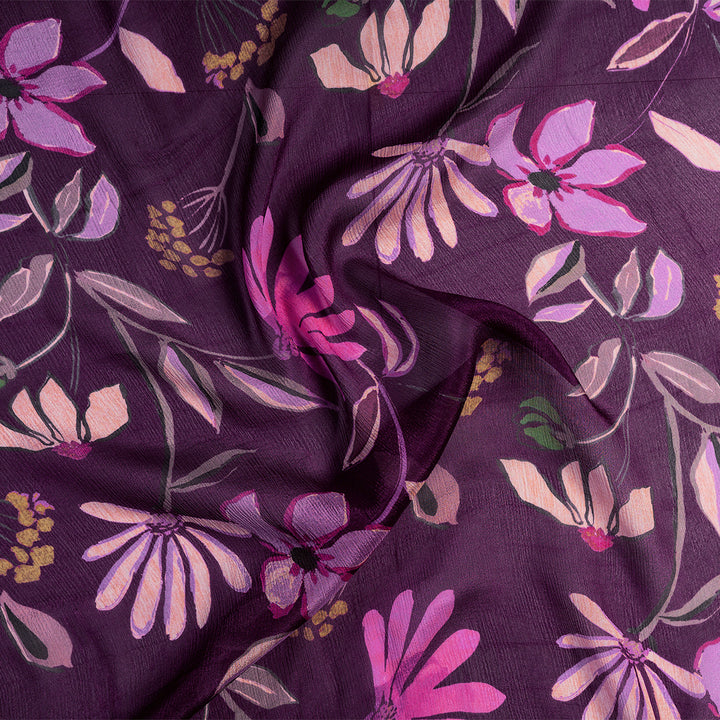 Floral Breeze Digital Printed Chinnon Fabric