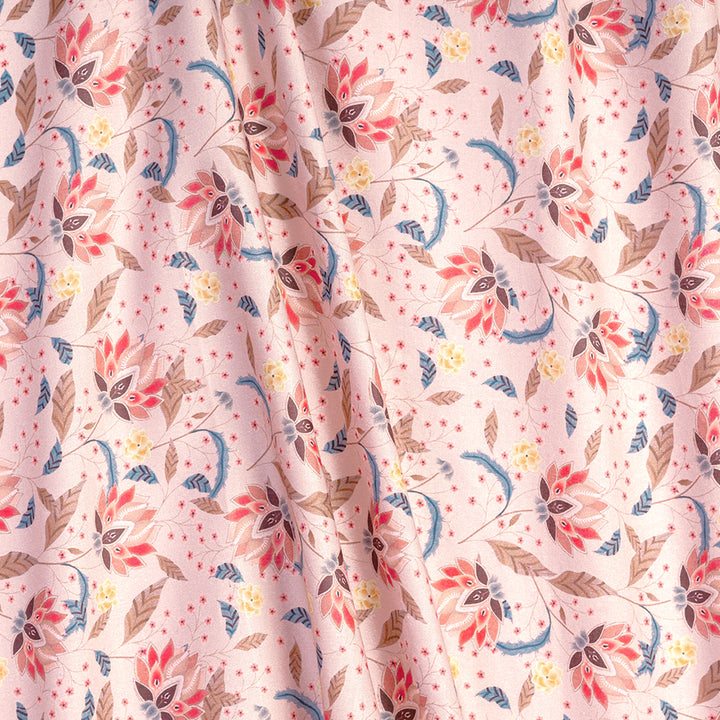 Mild Toned Petal Floral Paradise Digital Print Pure Cotton Cambric Fabric