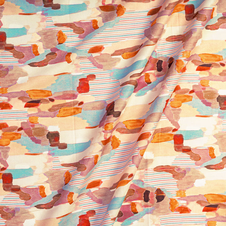 Abstract Brushstrokes Digital Print Pure Cotton Cambric Fabric
