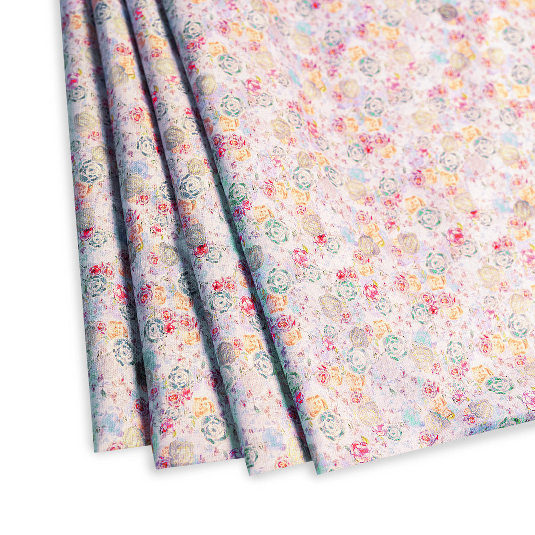 Summertime Floral Digital Print Pure Cotton Cambric Fabric