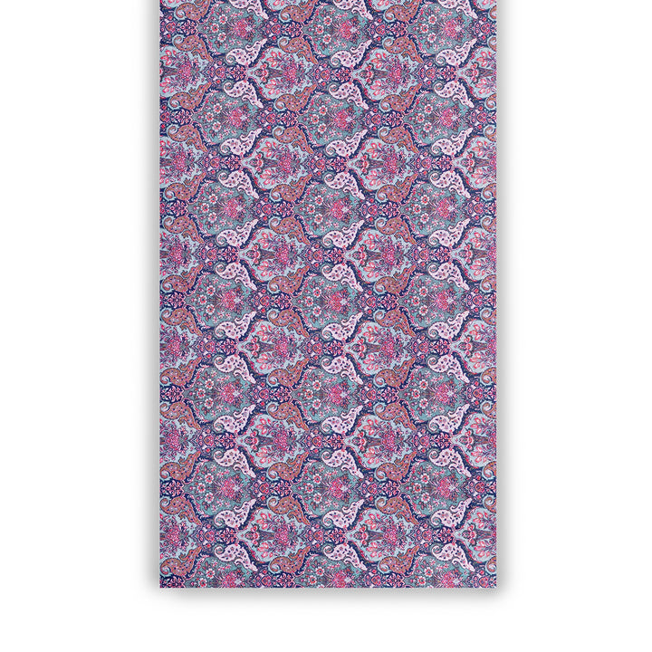 Contemporary Damask Digital Print Pure Cotton Cambric Fabric in Purple Vibrant Tones