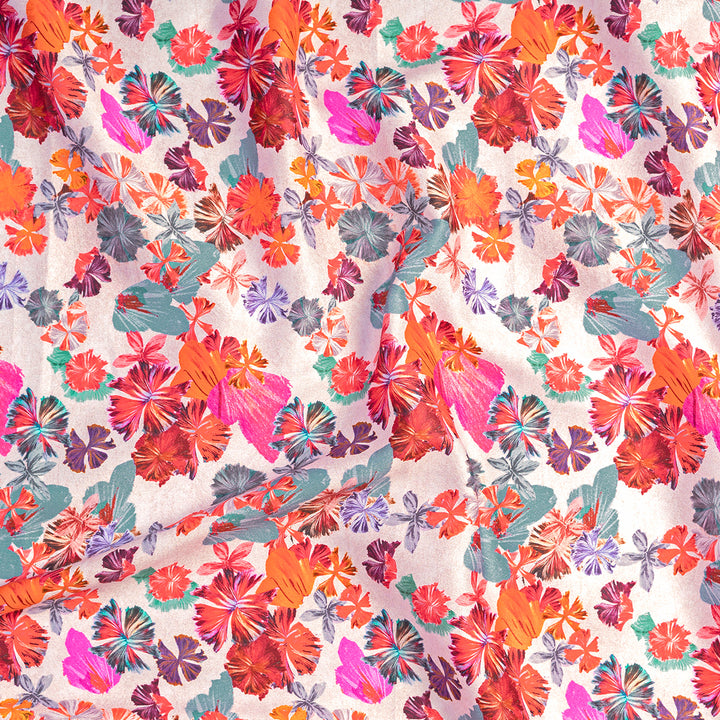 Vibrant Floral Digital Print Compact Cotton Satin