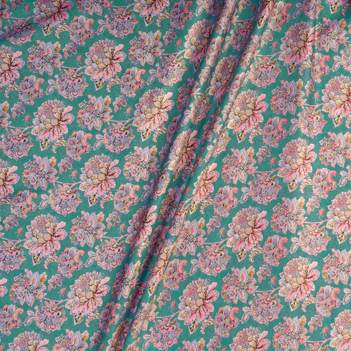 Vintage Inspired Floral Pattern Digital Print Japanese Cotton Satin