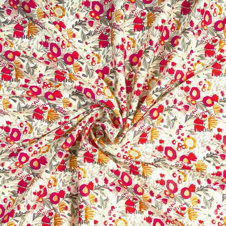 Meadow Floral Digital Print Compact Cotton Satin