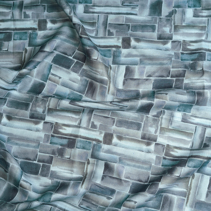 Watercolour Abstract Geometric Pure Linen Fabric