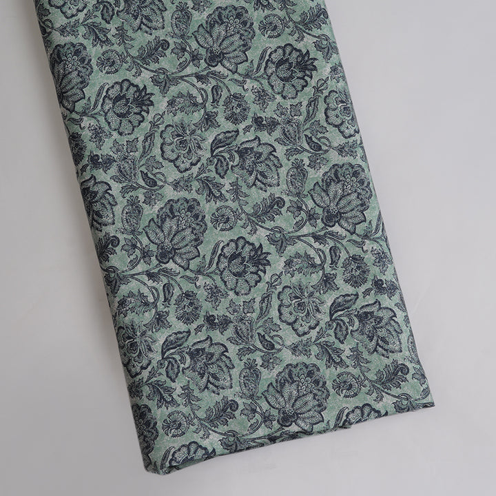 Vintage Floral Digital Print On Cupro Silk