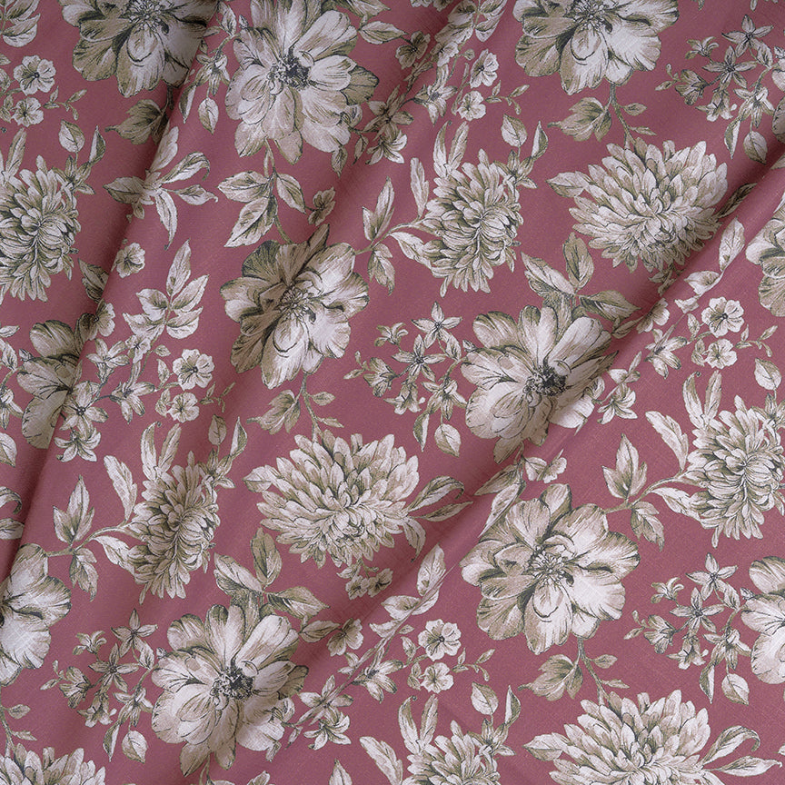 Vintage Floral Digital Printed Cotton Slub
