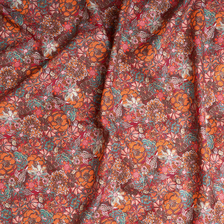 Clustered Wild Floral Digirtal Printed Pure Cotton Cambric