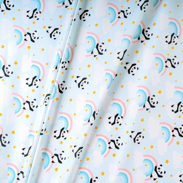 Rainbow Panda Paradise Digital Print Pure Cotton Cambric Fabric