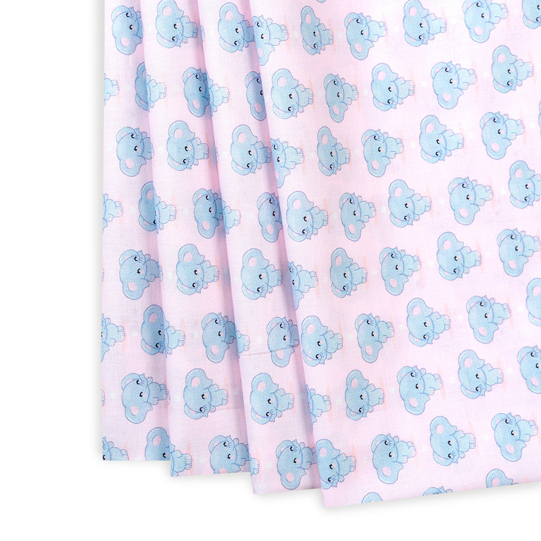 Cheerful Elephants Digital Print Pure Cotton Cambric Fabric
