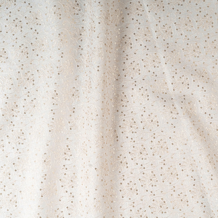 Sheer Gold Sequin Linen Embroidered Fabric