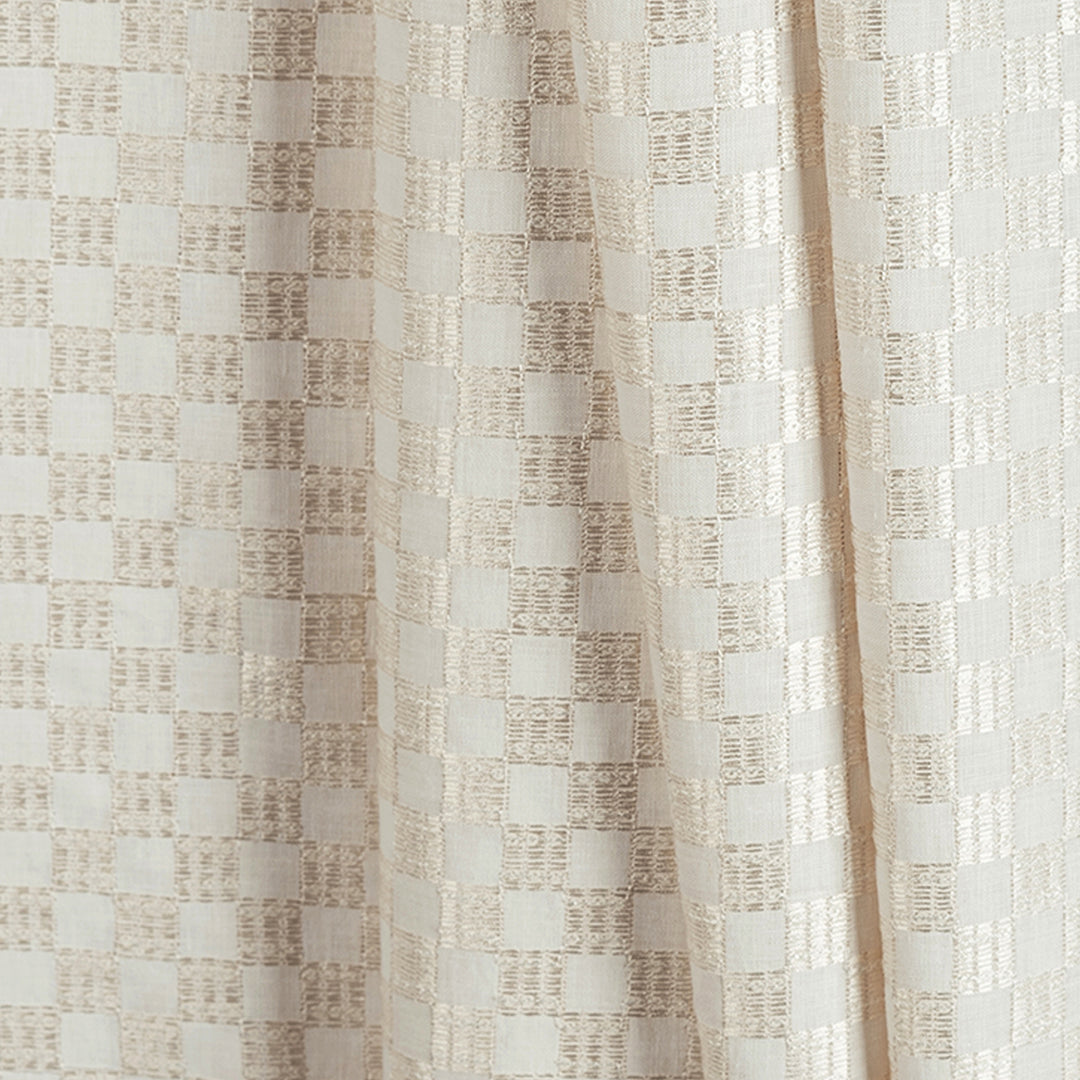 Zari Square Checkered Embroidered Linen Fabric