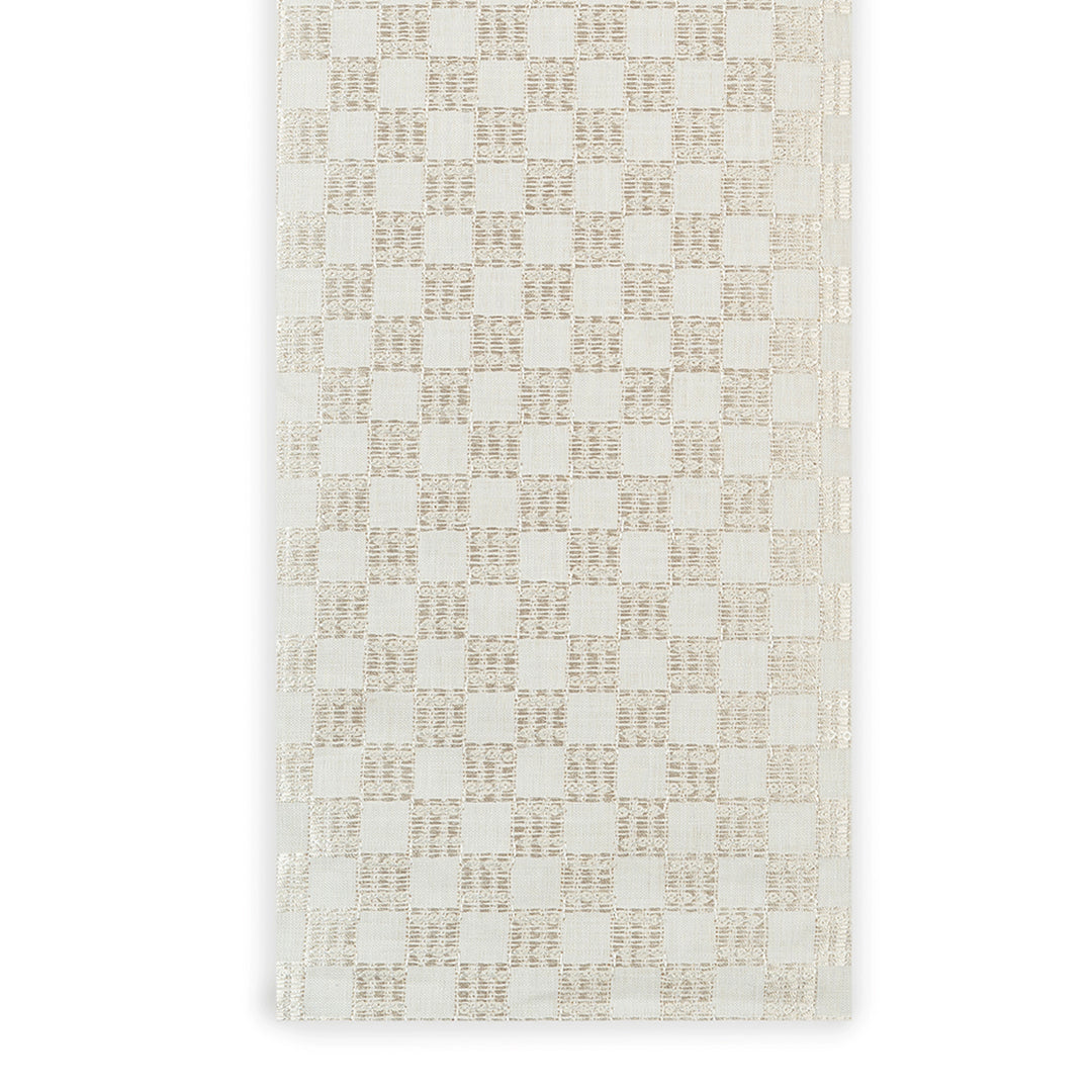 Zari Square Checkered Embroidered Linen Fabric