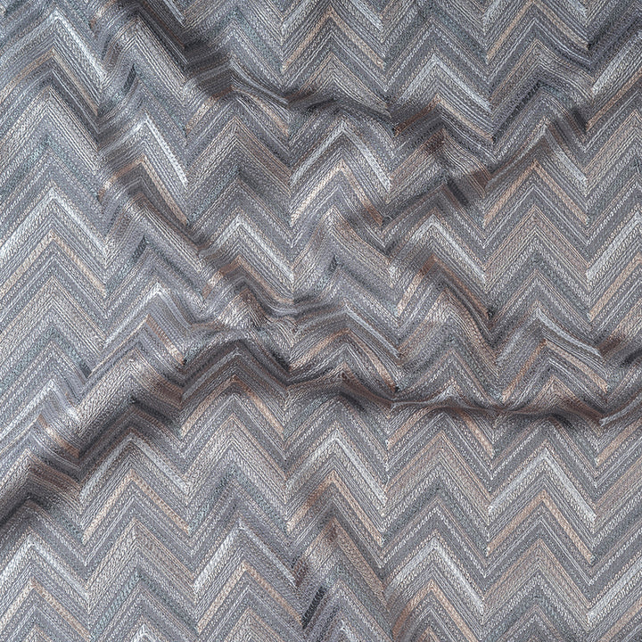 ZigZag Chevron Pattern Embroidered Linen Fabric