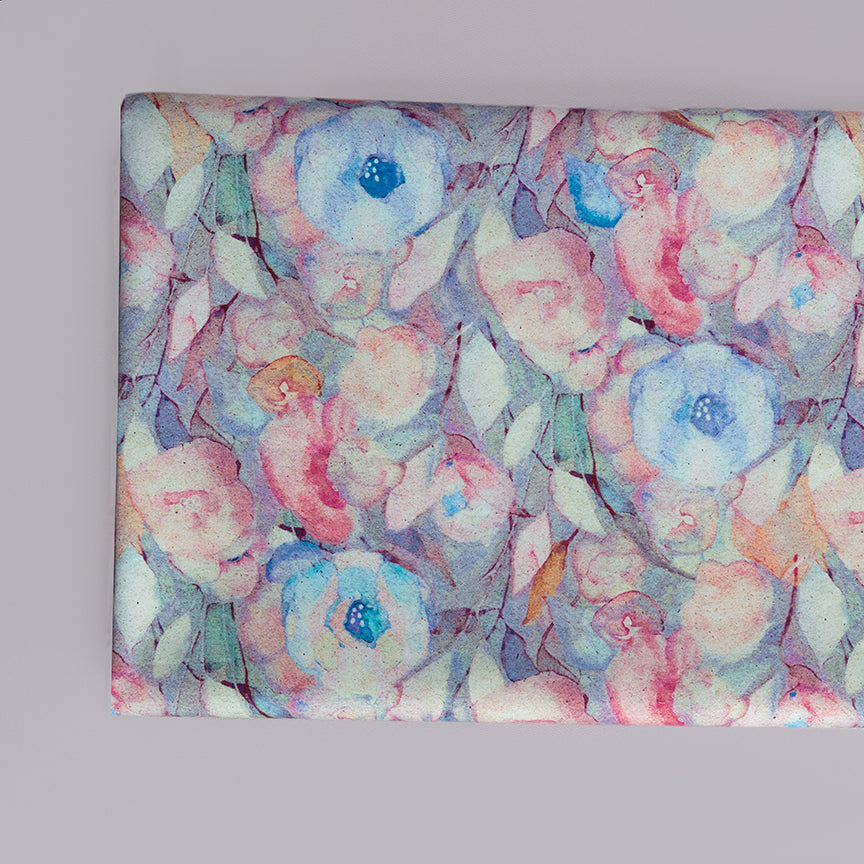 Contemporary Gouche Floral Digital Printed Compact Cotton Satin