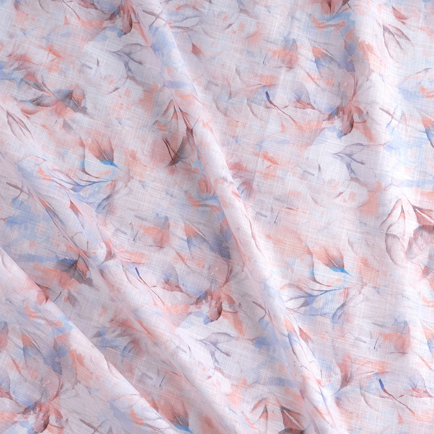 Washed Leaves Digital Printed Linen Lookalike Cotton Slub